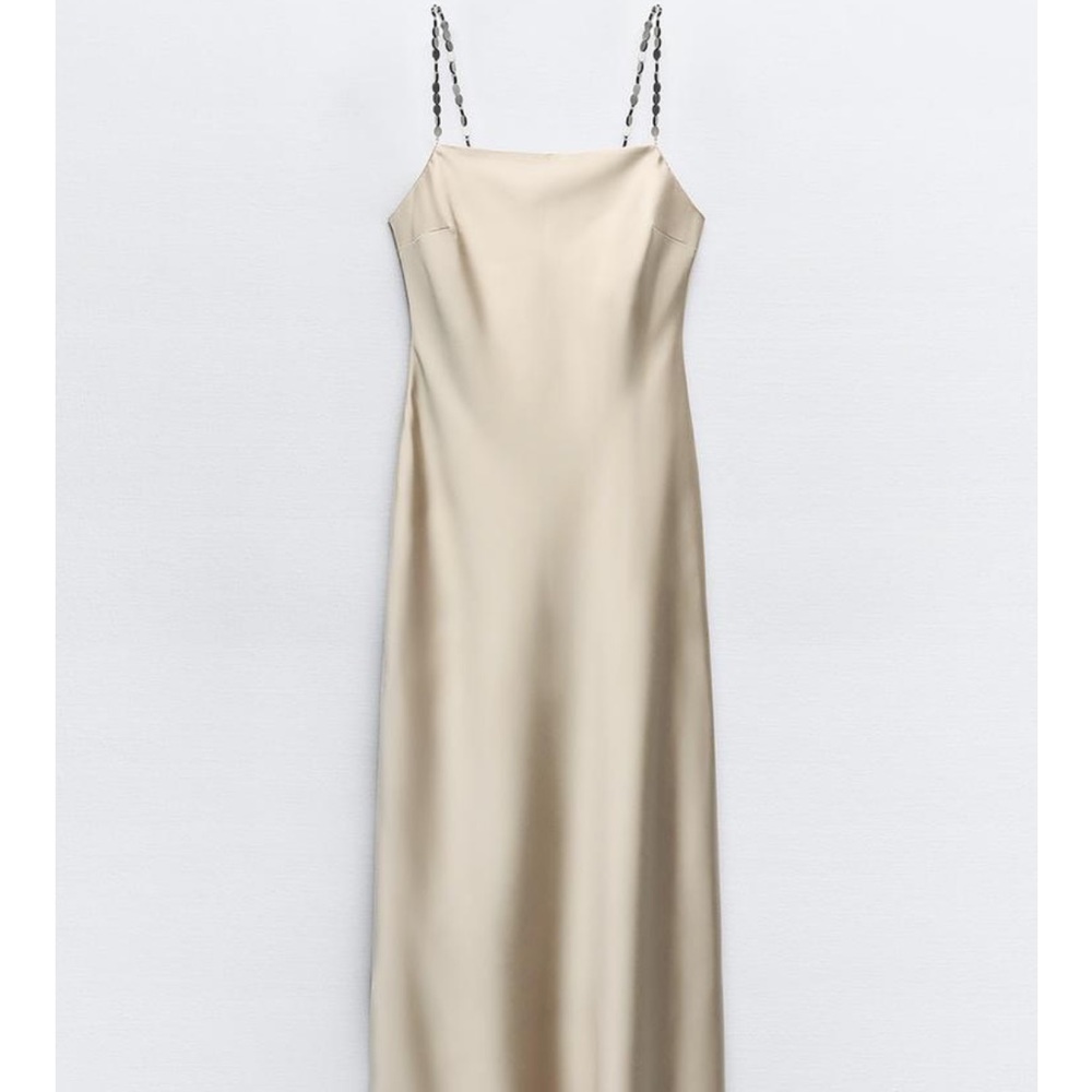 Zara BEADED STRAP SLIP DRESS